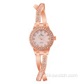 BS-FA1531 Montre de luxe à la mode en or rose avec strass et croix